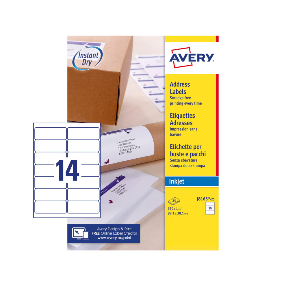 Photos - Other Office Equipment Avery Smudge Free, Printable, Address Labels, Quickdry, 99.1 x 38.1 mm, White, 1