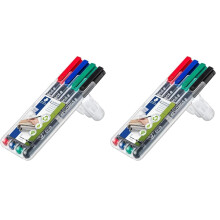 STAEDTLER 318 WP4 Lumocolor Permanent Pen, Fine Line Width, 0.6mm - Assorted Colours