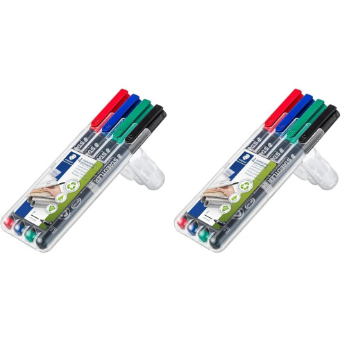 Staedtler STAEDTLER 318 WP4 Lumocolor Permanent Pen, Fine Line Width, 0.6mm - Assorted Colours