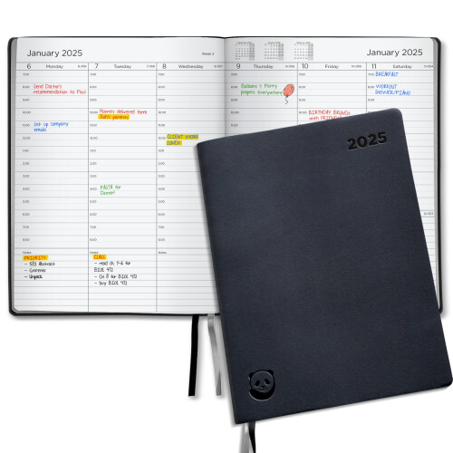 2025 Diary by Smart Panda – Silver Edition, A4 Week to View Dated Planner – Softcover