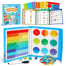 D-FantiX Magnetic Fraction Playbook for Kids, Fraction Tiles & Circles Set