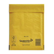 100 Small C/0 Size Mail Lite Gold Padded Envelopes Mailers - Peel + Seal Bubble Bags - 150 x 210mm / 6 x 8.25" Sealed Air Postal Packing Mailing Ship