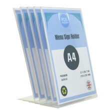 5 x A4 Portrait Menu Sign Holder Angled Acrylic Perspex Table Display Stand Copyholde