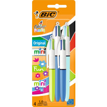 BIC 4 Colours Family Pen Pack of Retractable Ballpoint Pens with Four Ink Colours, Se