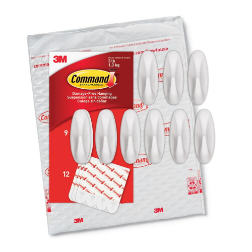 Command Medium Designer Hooks, 9 Hooks, 12 Strips, Organize & Decorate Damage-Free