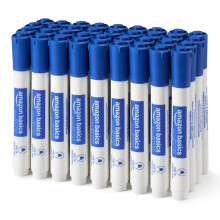 Amazon Basics Low-Odor Whiteboard Markers for Whiteboards, Fine Tip, Blue, Pack of 36