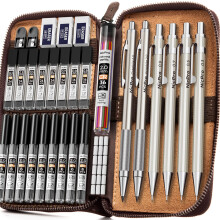 Nicpro 33PCS Metal Mechanical Pencil Set in Leather Case, Art Drafting Pencil 0.3, 0.