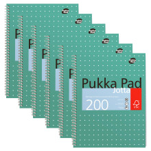 Pukka Pad, A4 Metallic Jotta Book 6 Pack – 21 x 30cm – Wirebound Notebook with 8mm Lines and 80GSM Paper – Features 4-Hole Punch Margins and Per