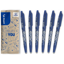 PILOT - FriXion Ball Erasable Pen - 0.7mm Tip Rollerball - 6 x Blue Pens