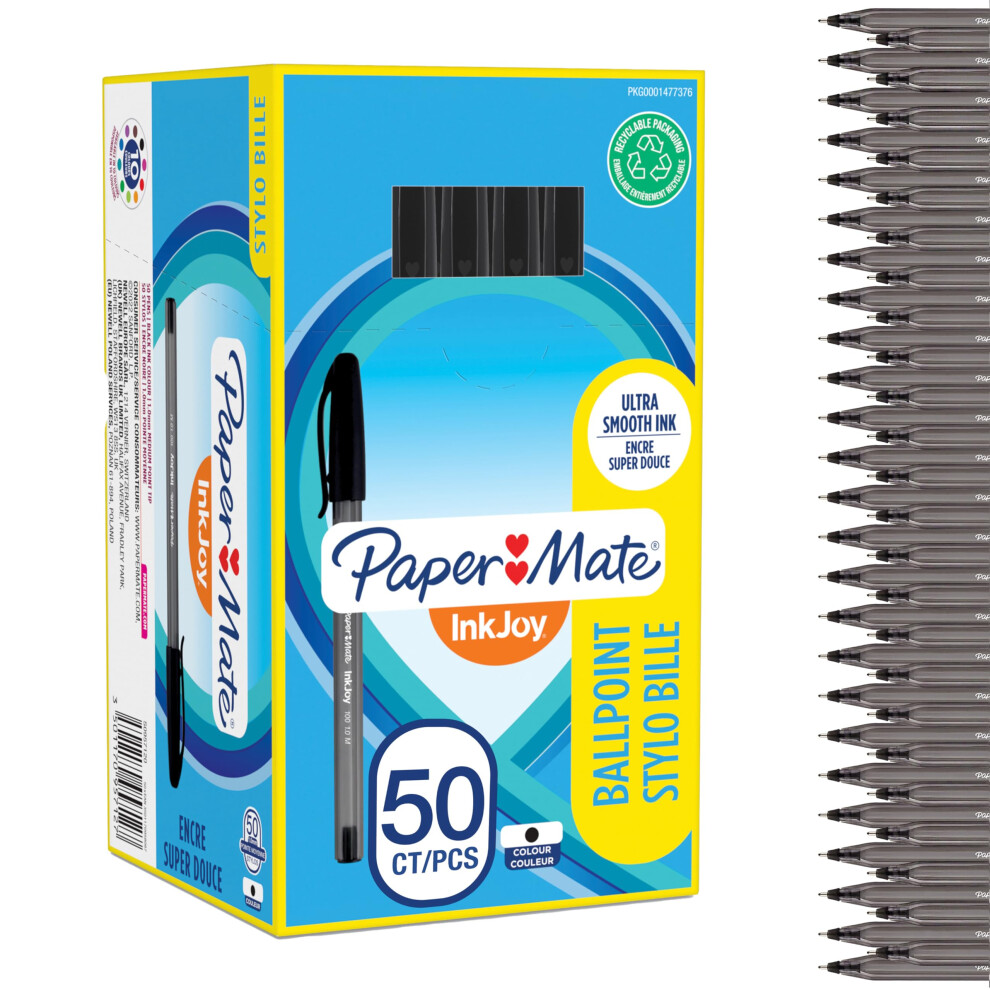 Paper Mate Inkjoy 100St Ballpoint Pens | Medium Point (1.0Mm) | Black | 50 Count