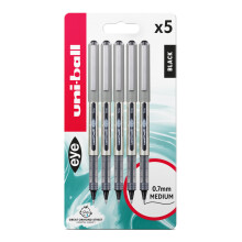 UB-157 Eye Plastic Rollerball Pen - Black (Pack of 5)