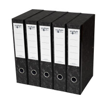 5 x Box File Foolscap Fits A4, Black & White Paper 70mm Spine, File Organiser