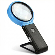 VISION AID 30X 10X Hands-Free Magnifying Glass with Bright LED Lights - Handheld or Desktop Stand Magnifier for Seniors Reading