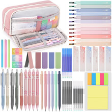 DazSpirit 61 PCS Aesthetic Stationery Supplies with Pencil Case, 12 Pastel Highlighte