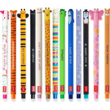 Legami Set of 13 Erasable Gel Pens with Thermosensitive Eraser Ink, Various Ink Colors and Shaft Designs, 0.7 mm Tip, Animal Motifs