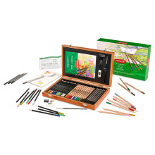 Derwent Academy Wooden Gift Box Complete Starter 35 Piece Art Set - Painting, Dr