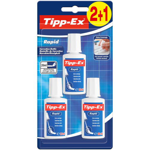 BIC Tipp-Ex Rapid, Correction Fluid Bottle, High Quality Correction Fluid, Excellent Cove