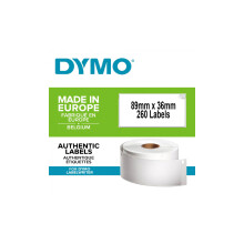 DYMO Authentic LabelWriter Large Address Labels | 36 mm x 89 mm | Roll of 260 | Black