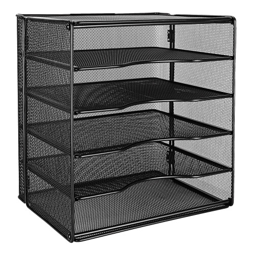 Amazon Basics 5-Slot Rectangular Desk Organiser Tray, 32 x 24 x 35 cm, Black
