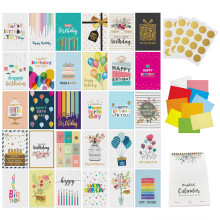 Dessie 30 Unique Happy Birthday Cards - 30 Gold Foil Birthday Cards Bulk With Message