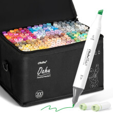 Ohuhu 200 Colours Dual Tips Permanent Marker Pens Alcohol Based Art Markers for Highl