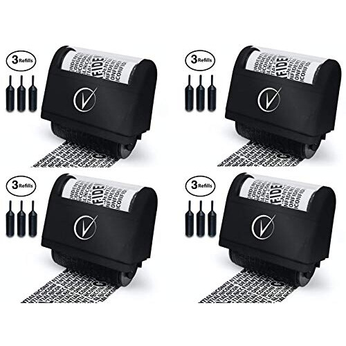 Vantamo Identity Theft Protection Roller Stamp Wide Kit, Including 3-Pack Refills - f