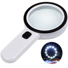 Nazano Ultra-Clear Magnifying Glass with Light, Lightweight Handheld Reading Magnifier with 12 LED, Optical Glass Lens for Seniors, Macular Degenerat