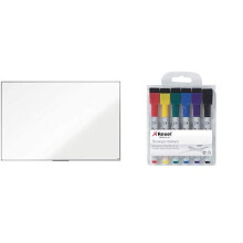Nobo Enamel Magnetic Whiteboard, 1800 x 1200 mm with Rexel Dry Erase Markers, Pack of