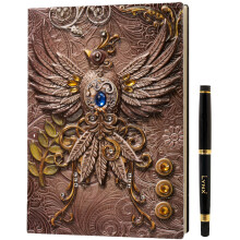 DND Notebook / Journal, Unique 200 Page Book with 3D Pink Phoenix Embossed Faux Leath