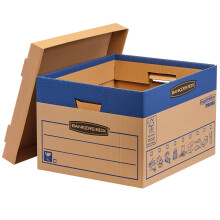 10 BANKERS BOX Large Strong Moving Boxes, 47L FastFold SmoothMove Cardboard Packing Storage Boxes, Heavy Duty Double Wall Boxes for Moving House with