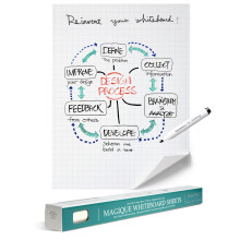 EasyCling Whiteboard Paper for Walls, A1 Static & Portable Whiteboard Sheets with 25 Sheets and 1 Board Marker Included, Stick on Walls, Doors, Wind