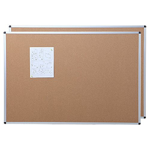 VIZ-PRO Cork Notice Board, 2 Pack, 110x75 cm, Silver Aluminium Frame