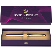 Bond & Regent Silver Chrome & 24 Karat Gold - Certified Luxury Grade Rollerball Pen |