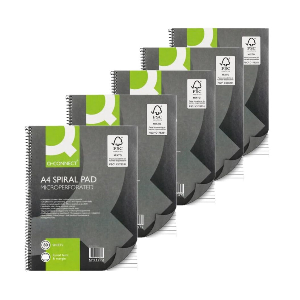 Photos - Other Office Equipment Q-Connect Ruled Margin Spiral Soft Cover Notebook 160 Pages A4  KF01072 (5 Pack)