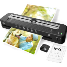 A3 Laminator Machine with 30 Laminating Sheets for A3/A4/A5/A6, Built-in Paper Cutter & Corner Rounder, Cold & Thermal Laminator for Classroom