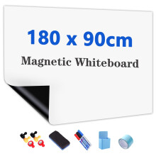 JOMUSAGA Magnetic Whiteboard Paper, 180 x 90 cm, Self-Adhesive Dry Erase Sheets, Whit
