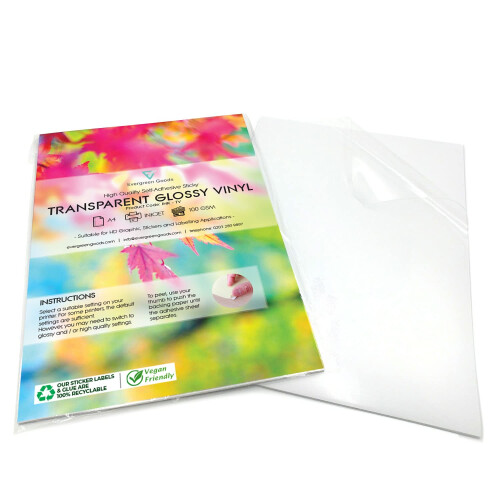 EVG Evergreen Goods 10 Sheets A4 Clear Transparent Printable Vinyl