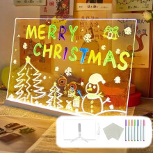 LED Note Board with 7 Colors Pen, 30x20 cm LED Drawing Board with Stand, Acrylic Ligh