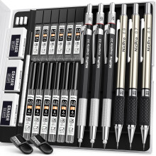 Nicpro 6PCS Mechanical Pencils Set, 3 PCS 2mm Lead Holder (2B HB 2H), Clutch Propelling Drafting Pencil 0.5 mm & 0.7 mm & 0.9 mm for Writing,Sketchin
