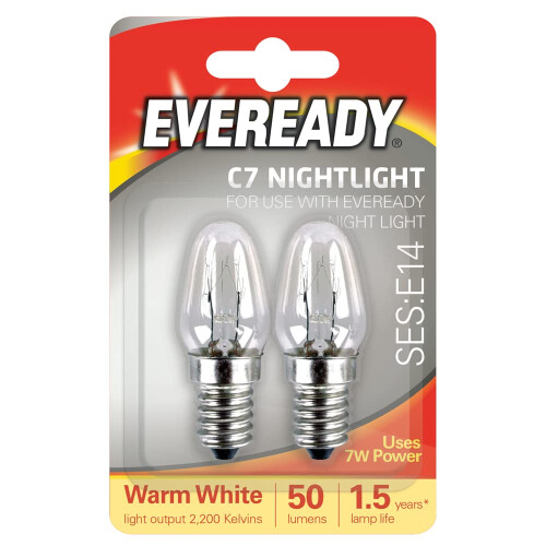 Eveready NIGHT LIGHT BULBS 7W E14 NIGHTLIGHT BULB LAMP PACK OF 2 (packaging may vary)