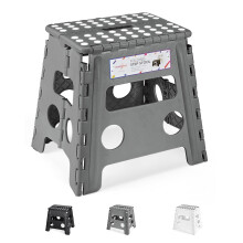 Heavy Duty Foldable Stool for Adults, Large Foldable Step Non-Slip Folding Stools Portable Plastic Collapsible Step for Kids - Grey