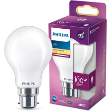 Philips LED Premium Classic A60 Frosted Light Bulb [B22 Bayonet Cap] 10.5W - 100W Equivalent, Warm White 2700K, Non Dimmable