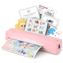 Crenova A4 Laminator, Thermal Laminator Machine for Hot and Cold Settings with 10 Laminating Pouches No Bubbles for School Home Use (Pink)