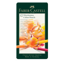 Faber-Castell Art & Graphic Polychromos Colour Pencil, Multicoloured, Tin of 12, for Art, Craft, Drawing, Sketching, Home, School, University, Colour