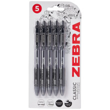 Zebra Pen Z Grip Black Ballpoint, Smooth & Comfortable Pens With Pocket Clip, Retractable Ballpoint, Reliable Black Biro Pens Multipack For Everyday