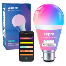 Lepro AI Smart Bulb B22, Music Sync Bayonet WiFi Bulb, Colors Changing Light Bulb Works with Alexa & Google Assistant, 806lm, App & Voice Control, Pe