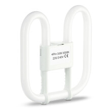Quebec 16W 2D Square 4-Pin GR8 Cap Compact Fluorescent Lamp, Warm White 3500K, Non-Dimmable CFL Light Bulb, Energy Class A, AC 230V, DD Flat Butterfl