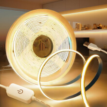 KSIBNW 5V USB COB LED Strip Lights 5M, Dimmable Led Light Strip Warm White 3000K Tape Lights CRI90+ Flexible 5M/16.4ft TV Backlight with 1M USB Power