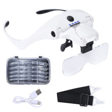 YOCTOSUN Magnifying Glasses with 4 LED Lights, Headband Magnifier with 5 Detachable L