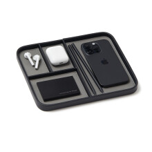 Nordik Leather Valet Tray - Pebble Black - Premium Vegan Leather Stylish and Organise